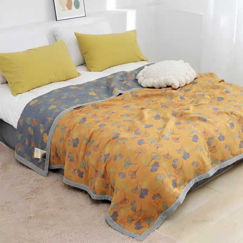 Ginkgo-Blatt Reversible Baumwollquilt-Aster Selection
