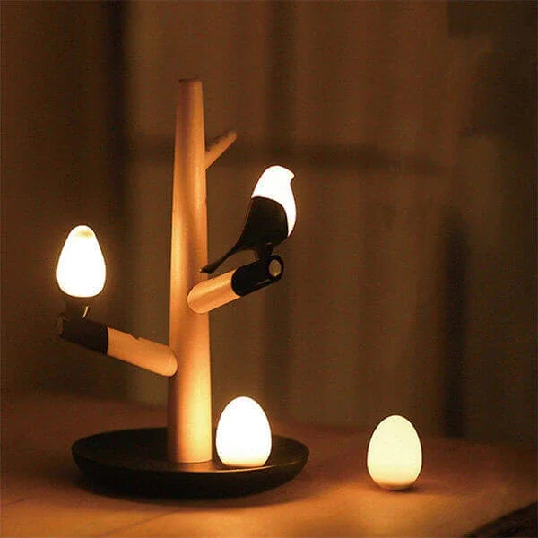 Lampe de table à capteur intelligent avec design en bois