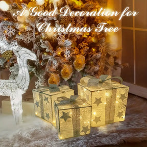 3er Set LED Weihnachtsgeschenkboxen für Weihnachten & Deko