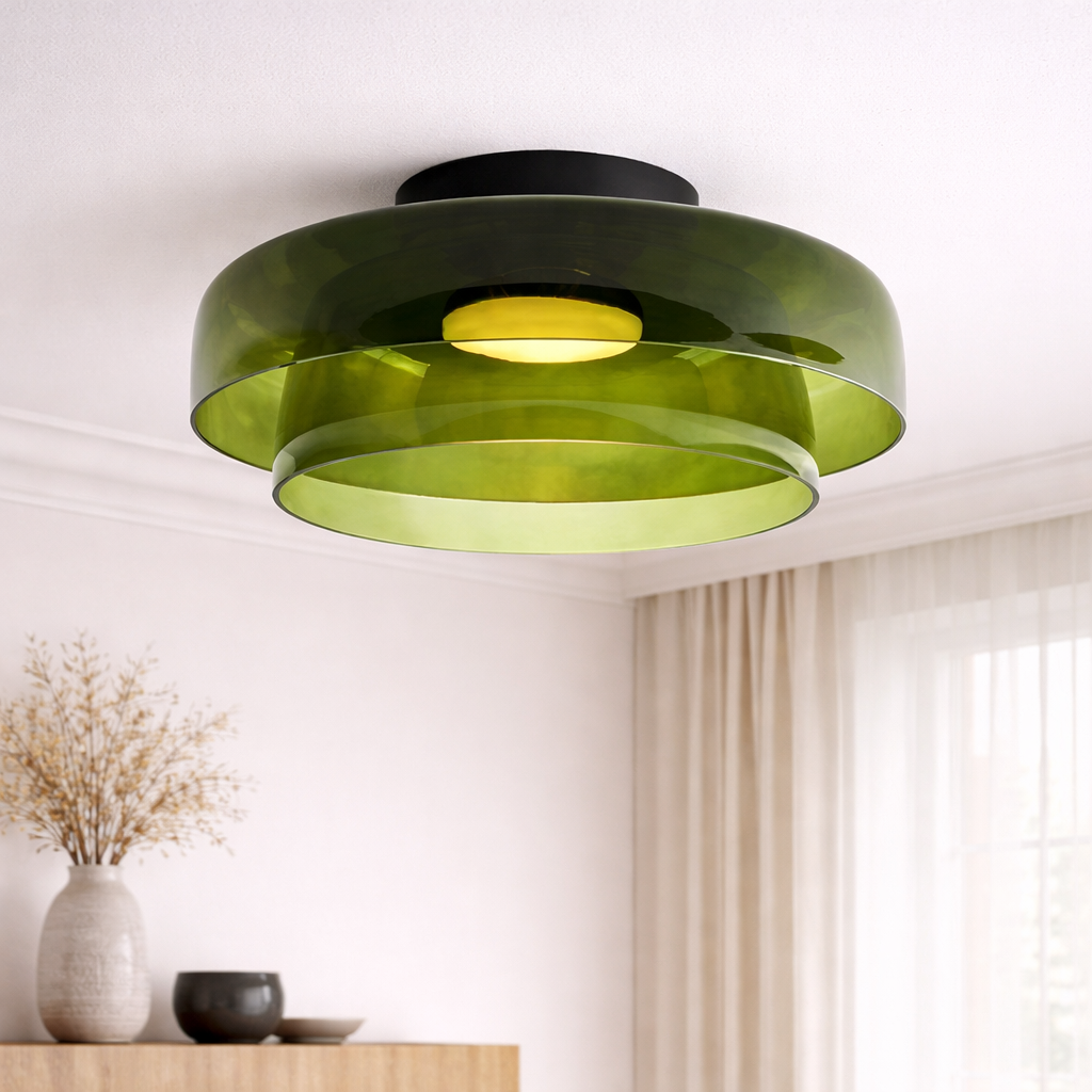 Moderne Bauhaus Pendelleuchte aus geschichtetem Glas
