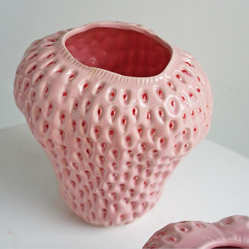 Erdbeer-Deko Vase aus Keramik – Perfekt für Blumen & Tischdeko-Aster Selection