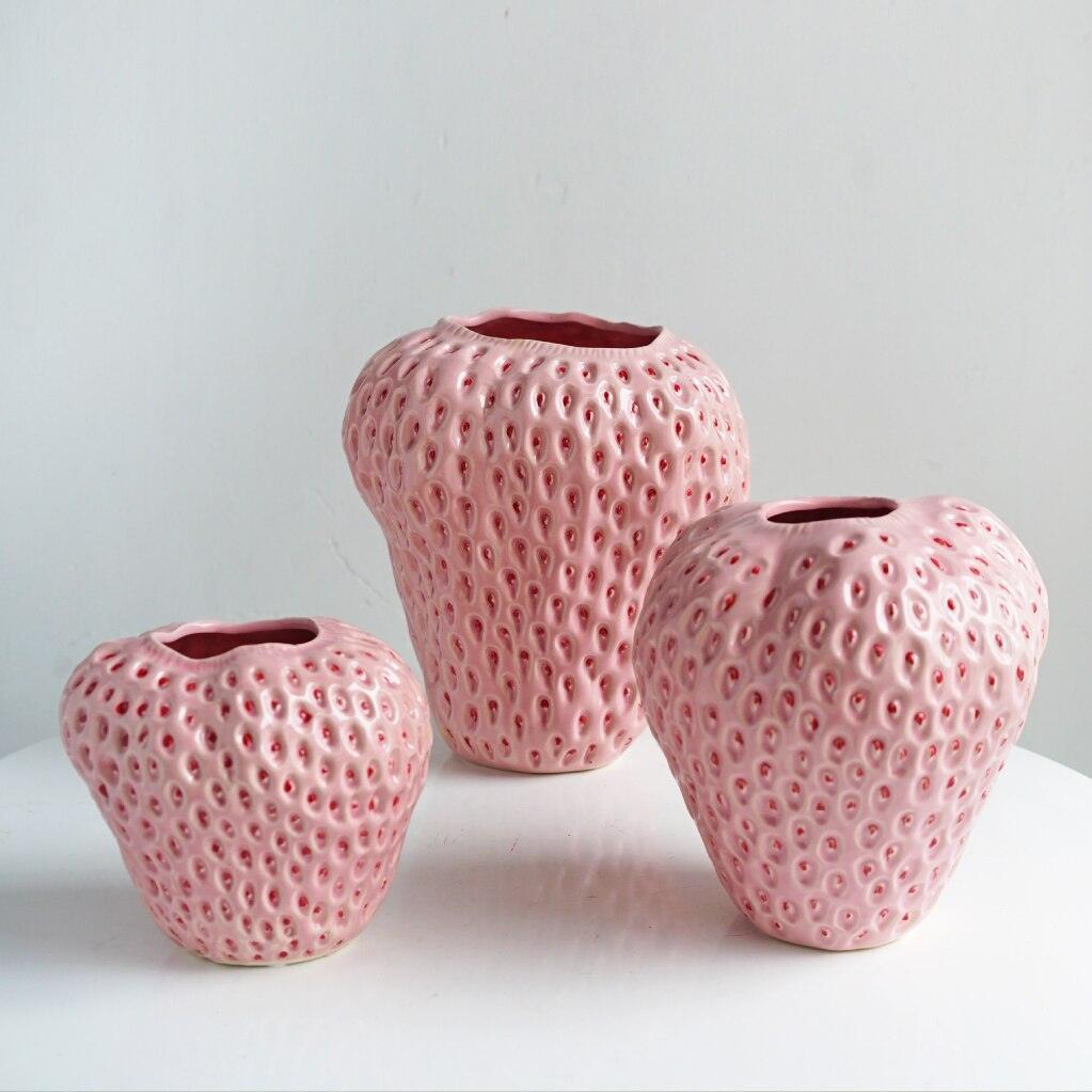 Erdbeer-Deko Vase aus Keramik – Perfekt für Blumen & Tischdeko-Aster Selection