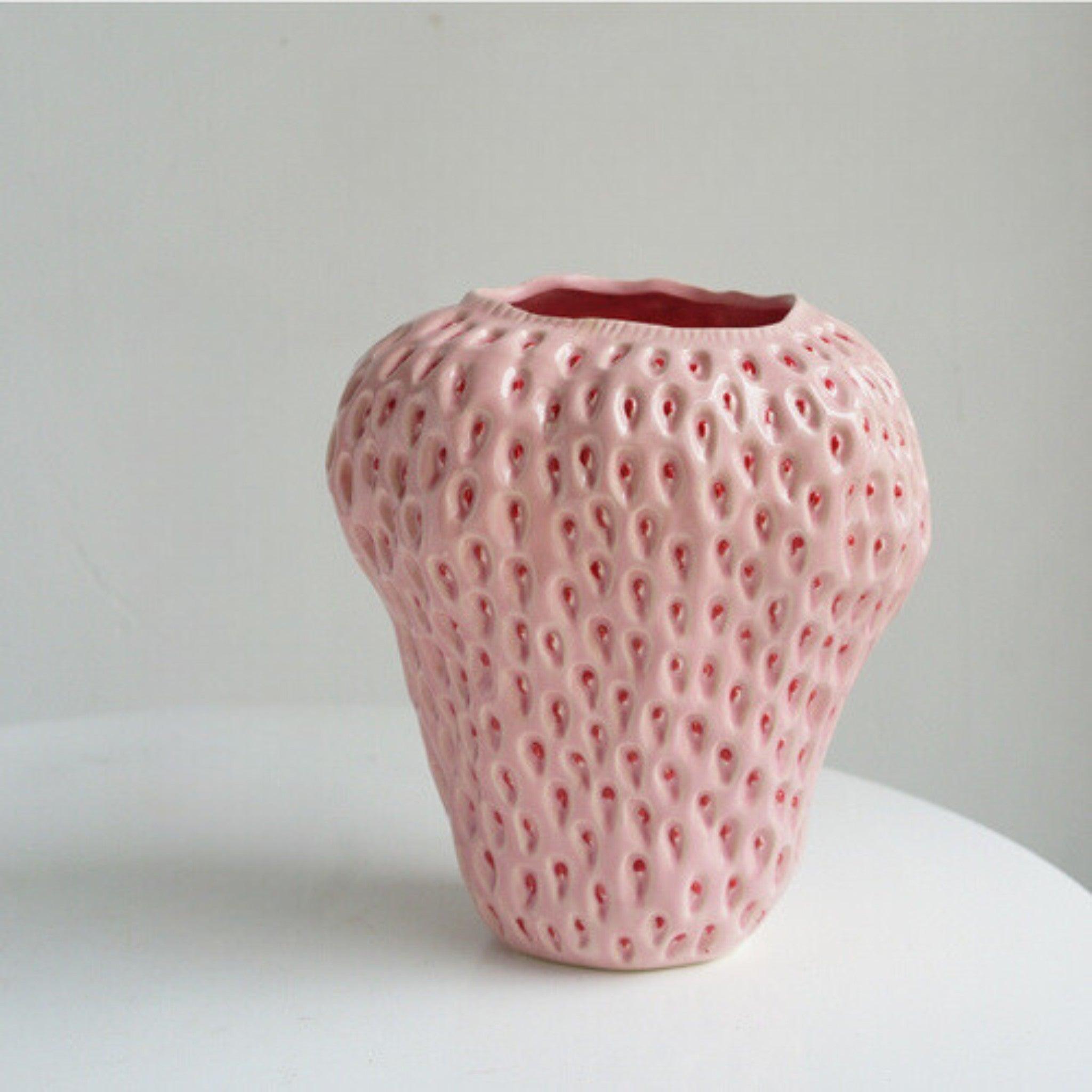 Erdbeer-Deko Vase aus Keramik – Perfekt für Blumen & Tischdeko-Aster Selection