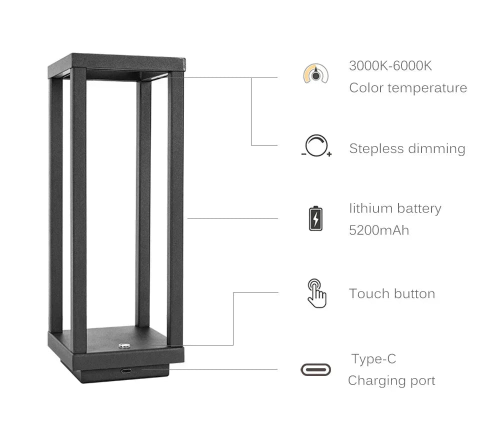 Lampe de table LED sans fil avec tactile 