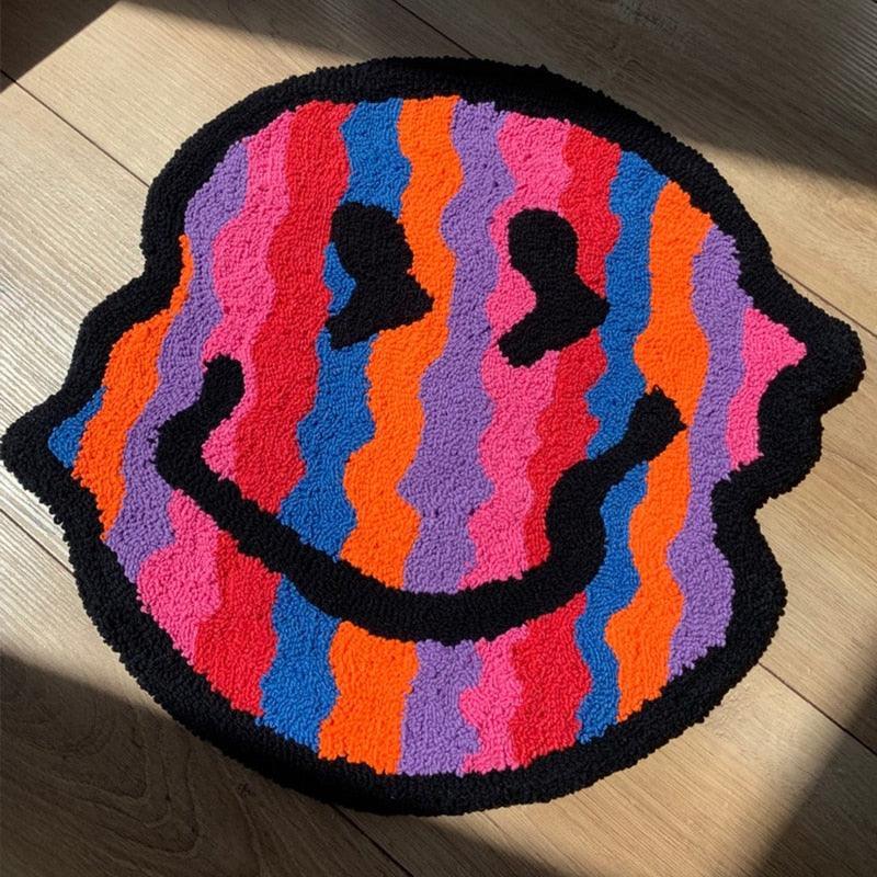 Bunter Trippy Gesichtsteppich modern kreativ rutschfest Wohnzimmer