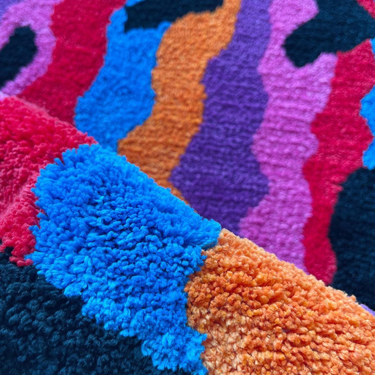 Bunter Trippy Gesichtsteppich modern kreativ rutschfest Wohnzimmer