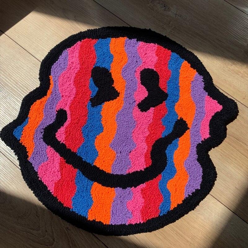 Bunter Trippy Gesichtsteppich modern kreativ rutschfest Wohnzimmer
