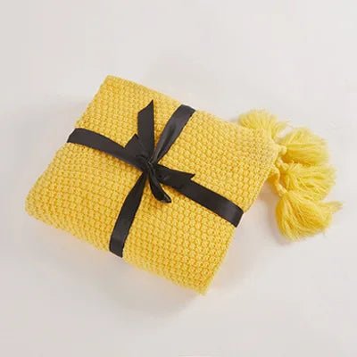 Elegante Wollstrickdecke mit Fransen-Aster Selection