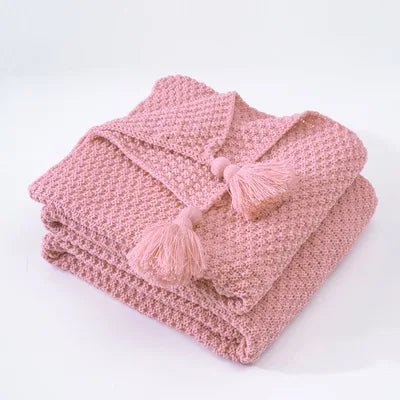 Elegante Wollstrickdecke mit Fransen-Aster Selection