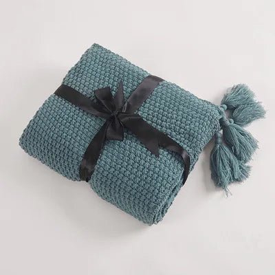Elegante Wollstrickdecke mit Fransen-Aster Selection