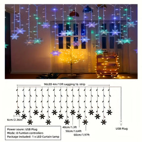 Schneeflocken Lichtervorhang für Weihnachten
