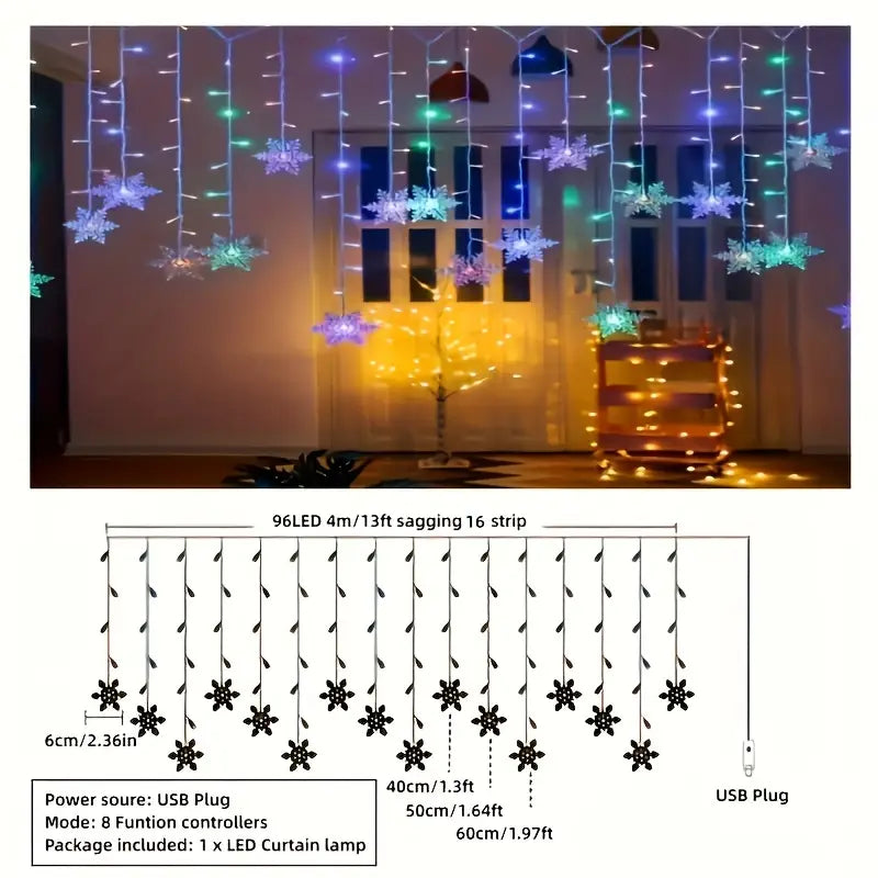 Schneeflocken Lichtervorhang für Weihnachten
