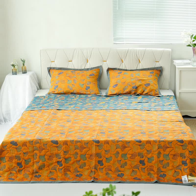 Ginkgo-Blatt Reversible Baumwollquilt-Aster Selection