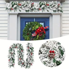 9-Fuß Künstliche Weihnachtsgirlande mit Tannenzapfen & roten Beeren
