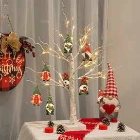 60cm Birkenbaum Weihnachtsdeko mit Gnom Figuren für Weihnachten & Festtagsfeiern