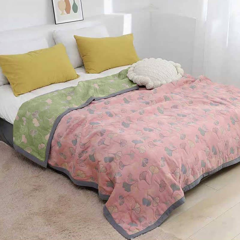 Ginkgo-Blatt Reversible Baumwollquilt-Aster Selection