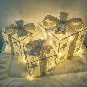 3er Set LED Weihnachtsgeschenkboxen für Weihnachten & Deko
