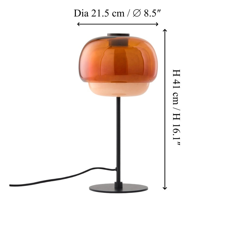 Clovelle Retro-Tischleuchte in Pilzform aus Eisen und Glas