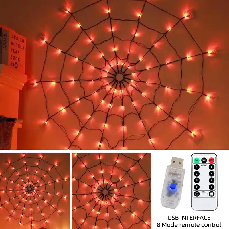 Halloween Spinnennetz Lichterkette