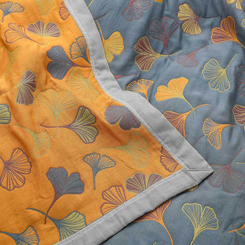 Ginkgo-Blatt Reversible Baumwollquilt-Aster Selection
