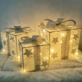 3er Set LED Weihnachtsgeschenkboxen für Weihnachten & Deko