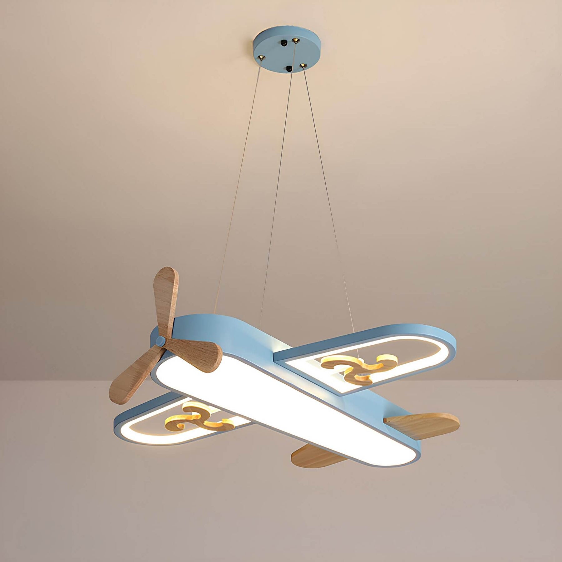 Charmante LED-hanglamp in vliegtuigvorm voor kinderen