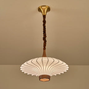Elegante LED Pendelleuchte Walnuss