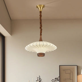 Elegante LED Pendelleuchte Walnuss