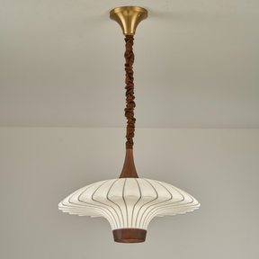 Elegante LED Pendelleuchte Walnuss
