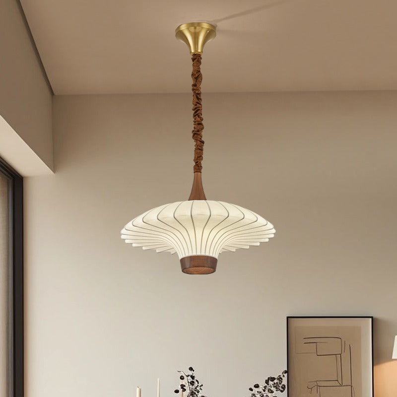 Elegante LED Pendelleuchte Walnuss