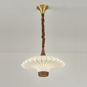 Elegante LED Pendelleuchte Walnuss