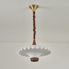 Elegante LED Pendelleuchte Walnuss