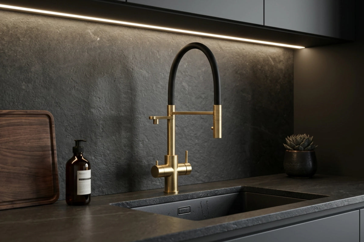 Auvrina Moderne Edelstahl Satin-Gold Sprudelwasserhahn