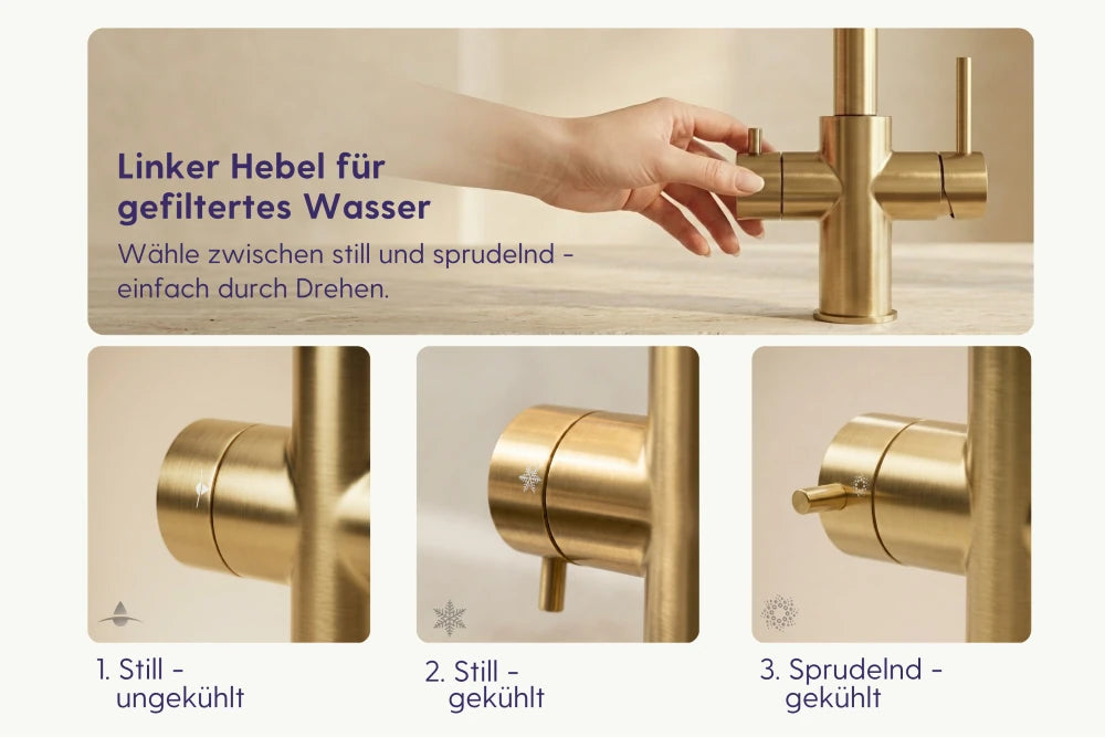 Auvrina Moderne Edelstahl Satin-Gold Sprudelwasserhahn