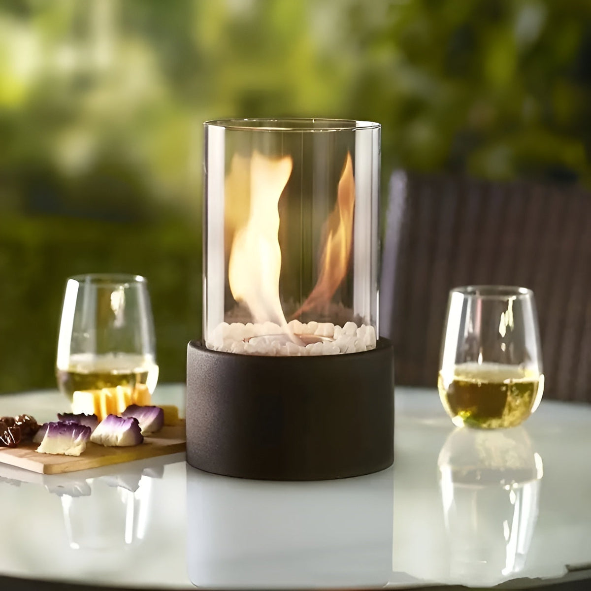Rinvelda Minimalistisch Metall Glas Tischkamin
