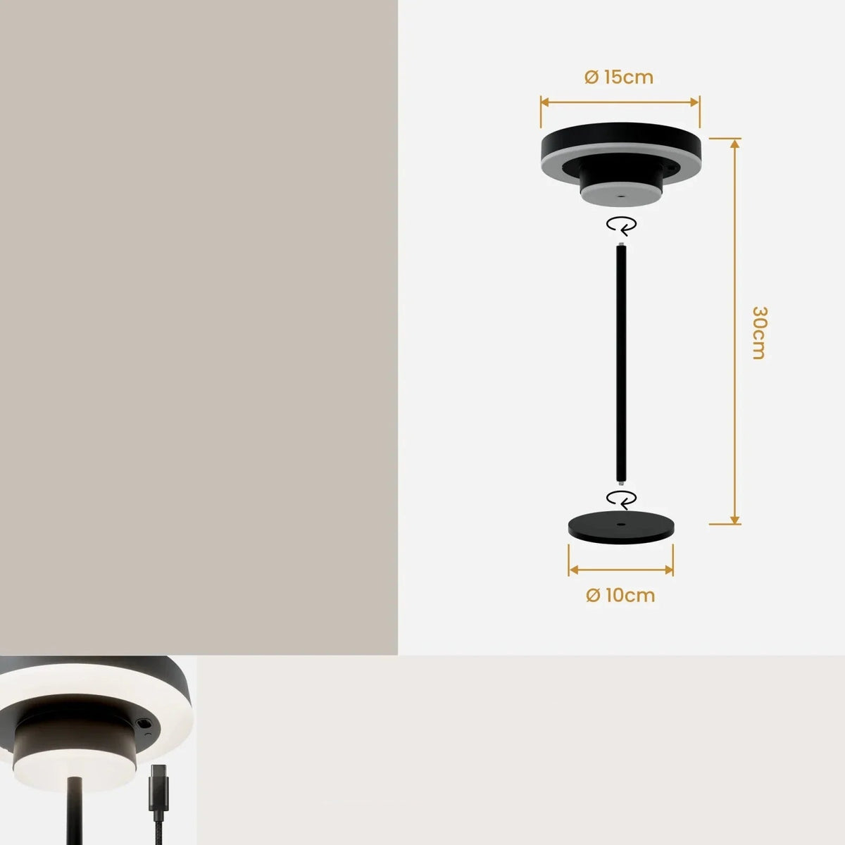 Lissera Minimalistisch Metall Solar-Tischleuchte
