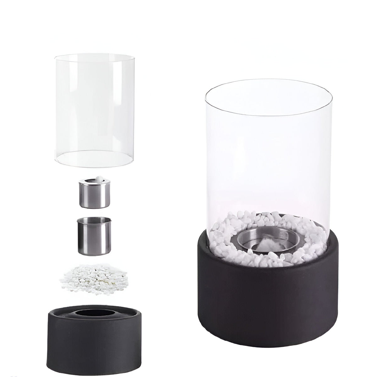 Rinvelda Minimalistisch Metall Glas Tischkamin
