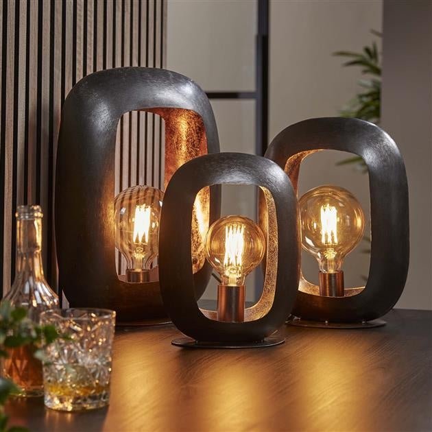 Lampe de table moderne en nickel noir