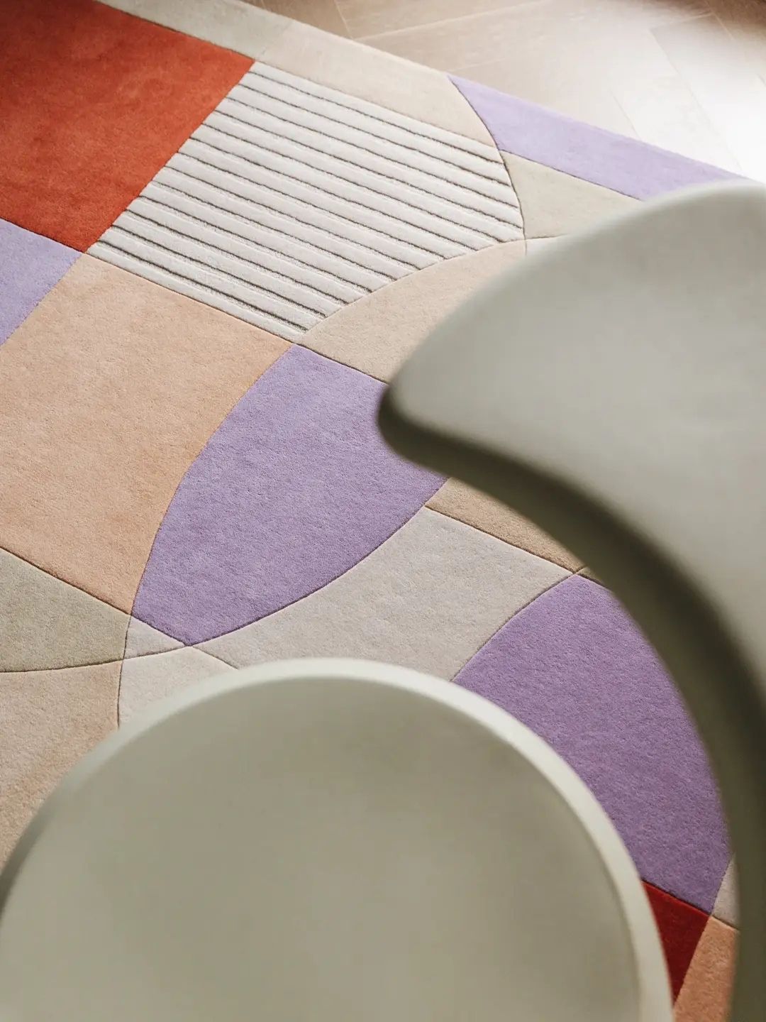 Multicolor Wollteppich geometrisch retro moderner bunter Wohnzimmer Teppich