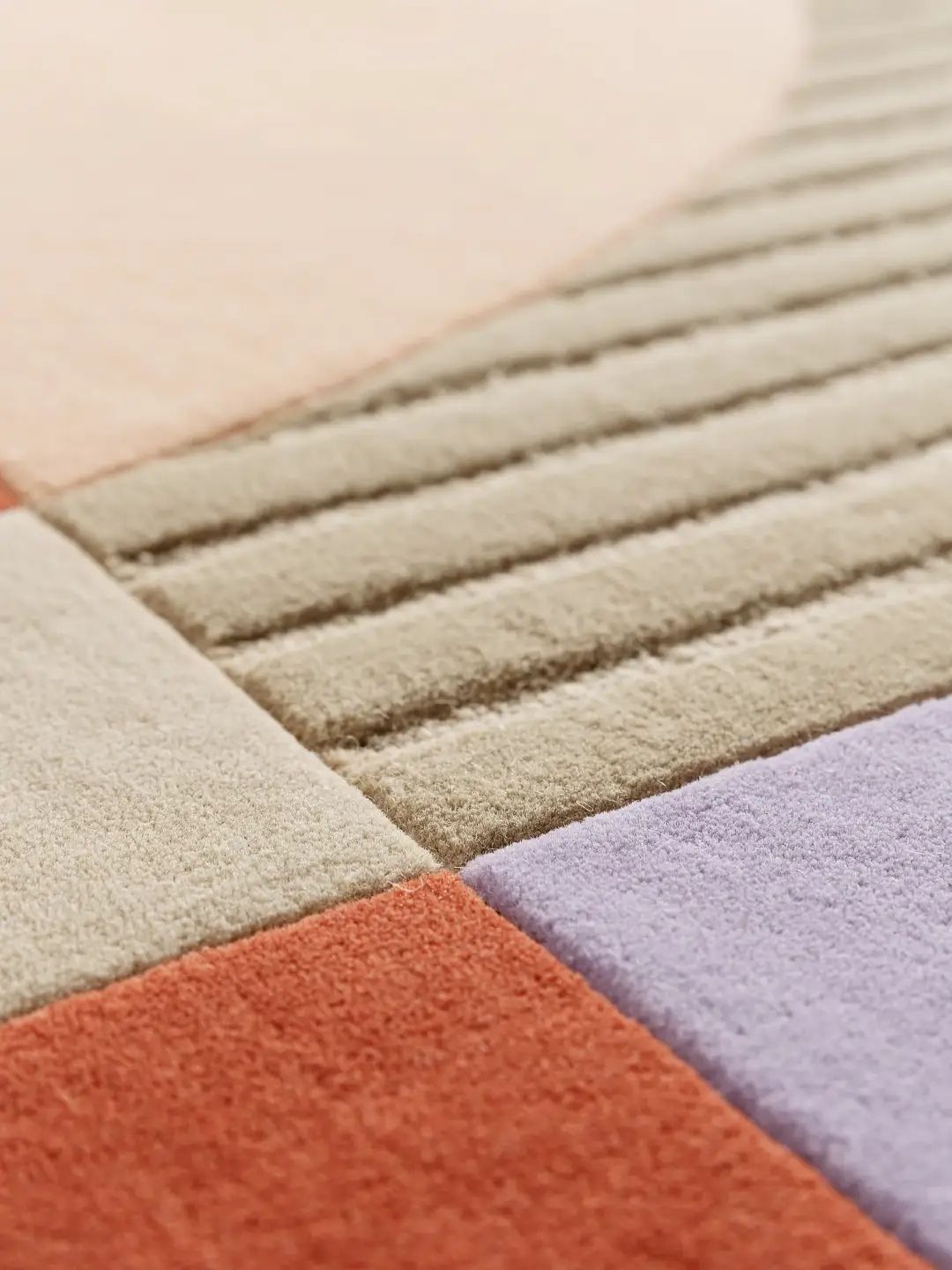 Multicolor Wollteppich geometrisch retro moderner bunter Wohnzimmer Teppich