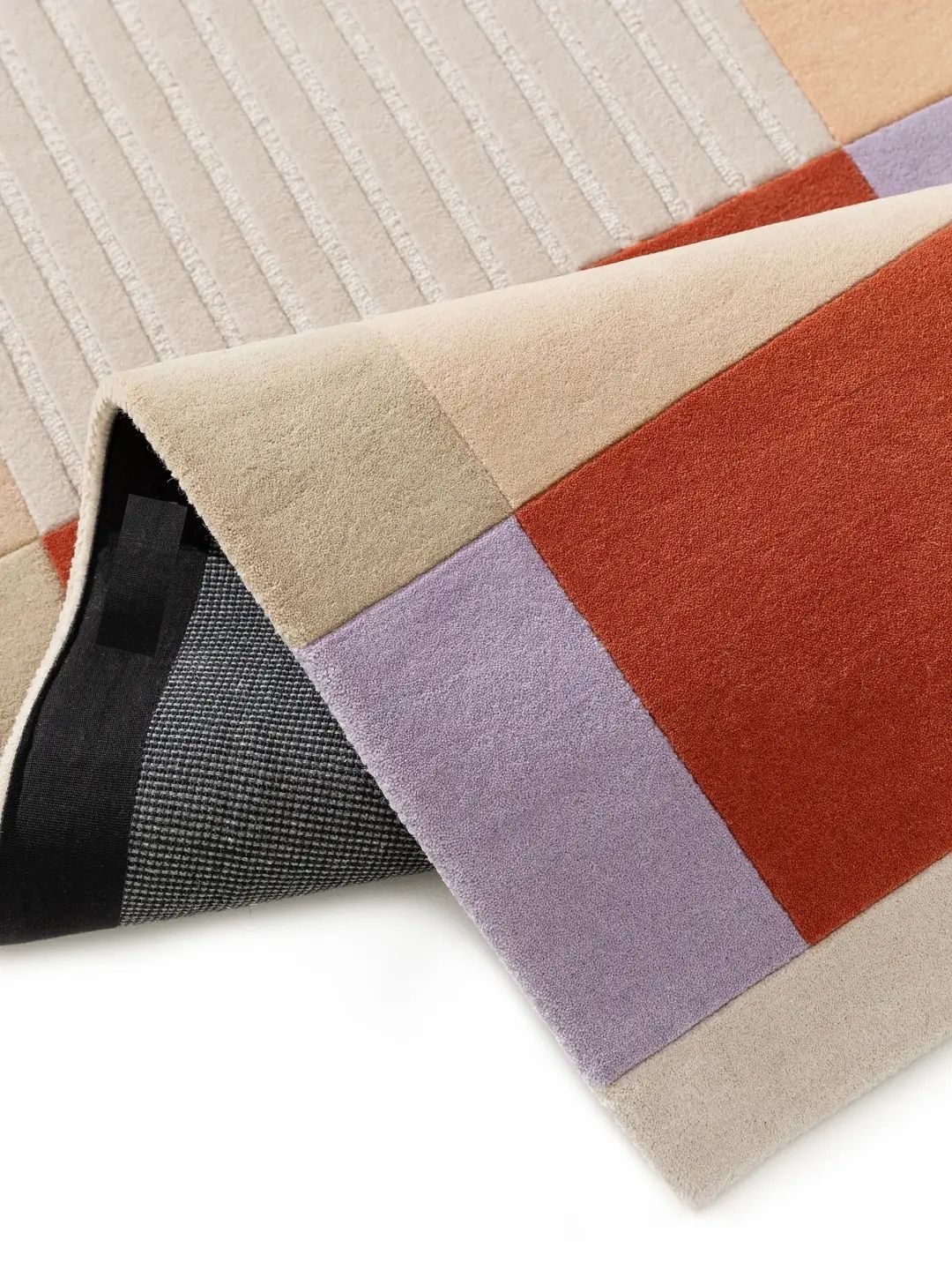 Multicolor Wollteppich geometrisch retro moderner bunter Wohnzimmer Teppich
