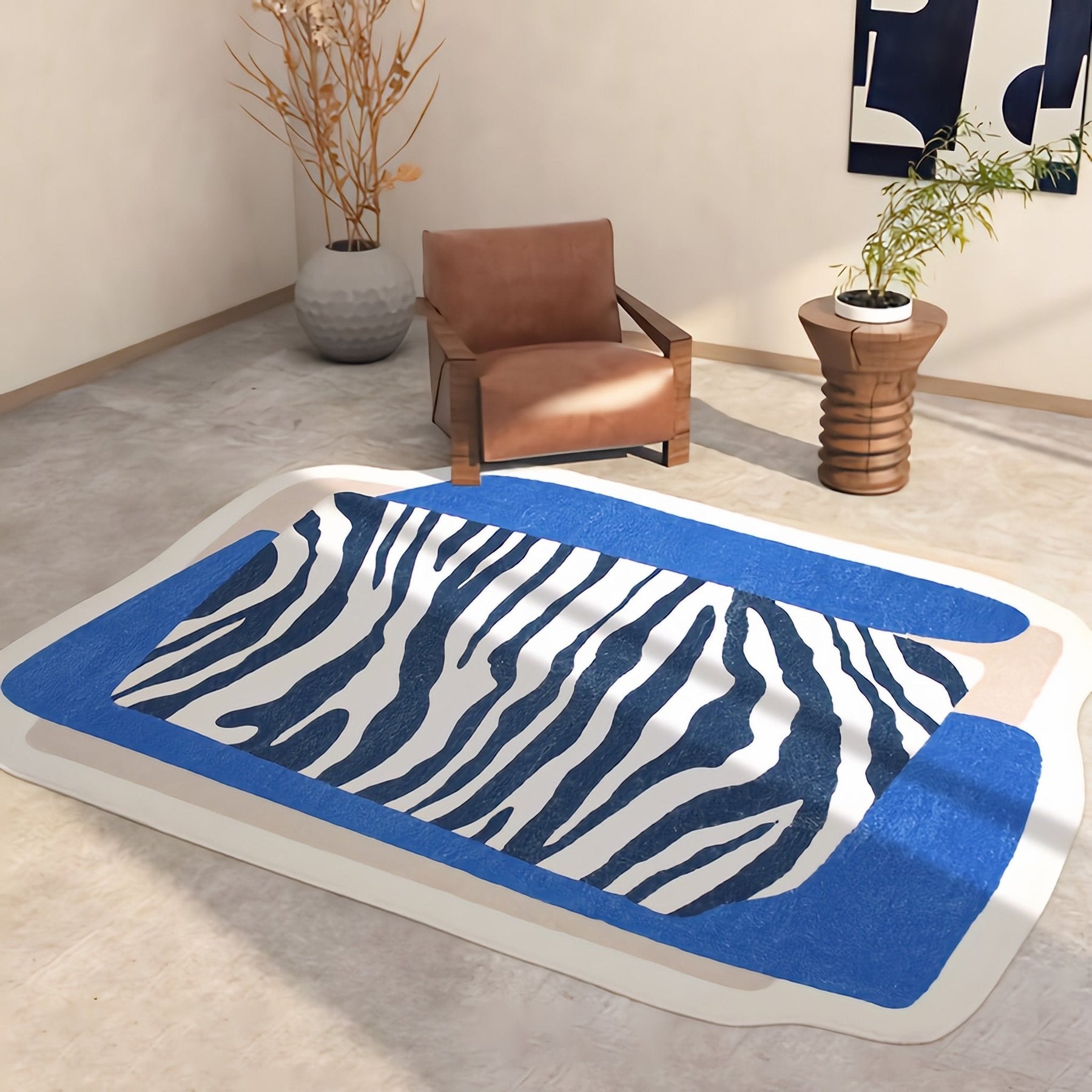 Tapis peluche Scandi à rayures