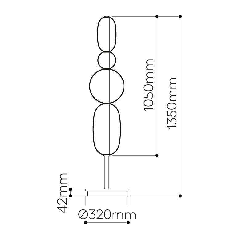 Elegante Stehlampe mit buntem Glas