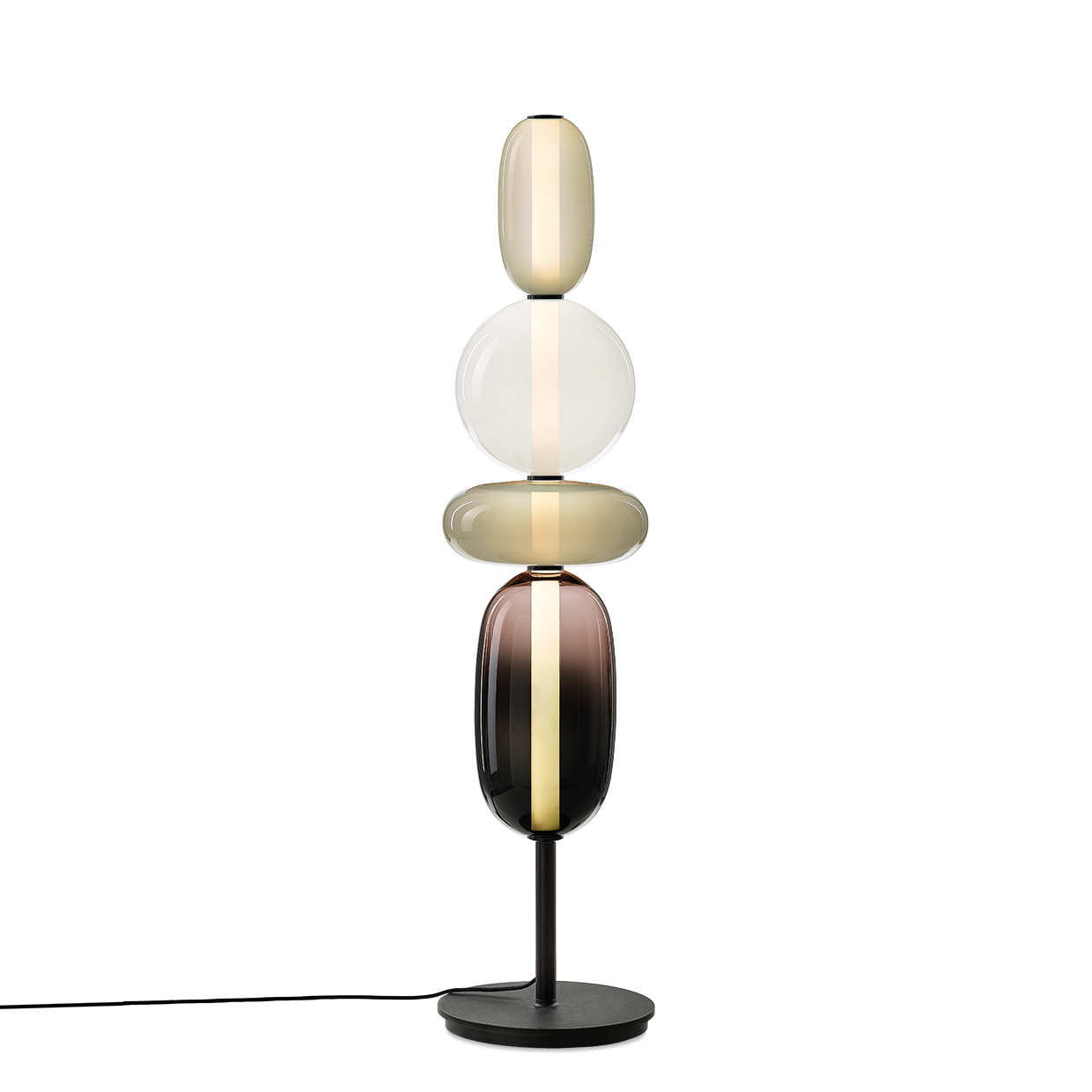 Elegante Stehlampe mit buntem Glas
