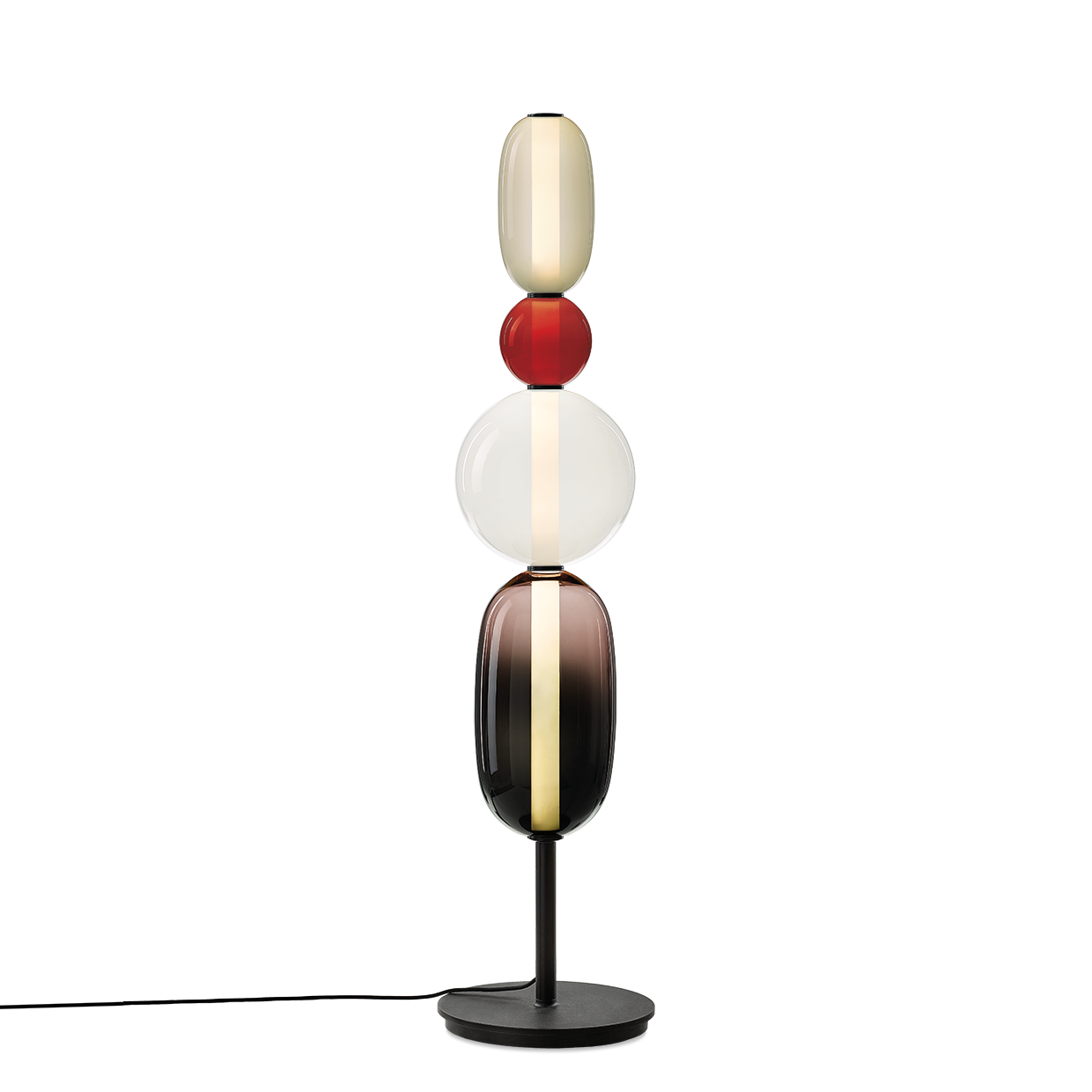 Elegante Stehlampe mit buntem Glas
