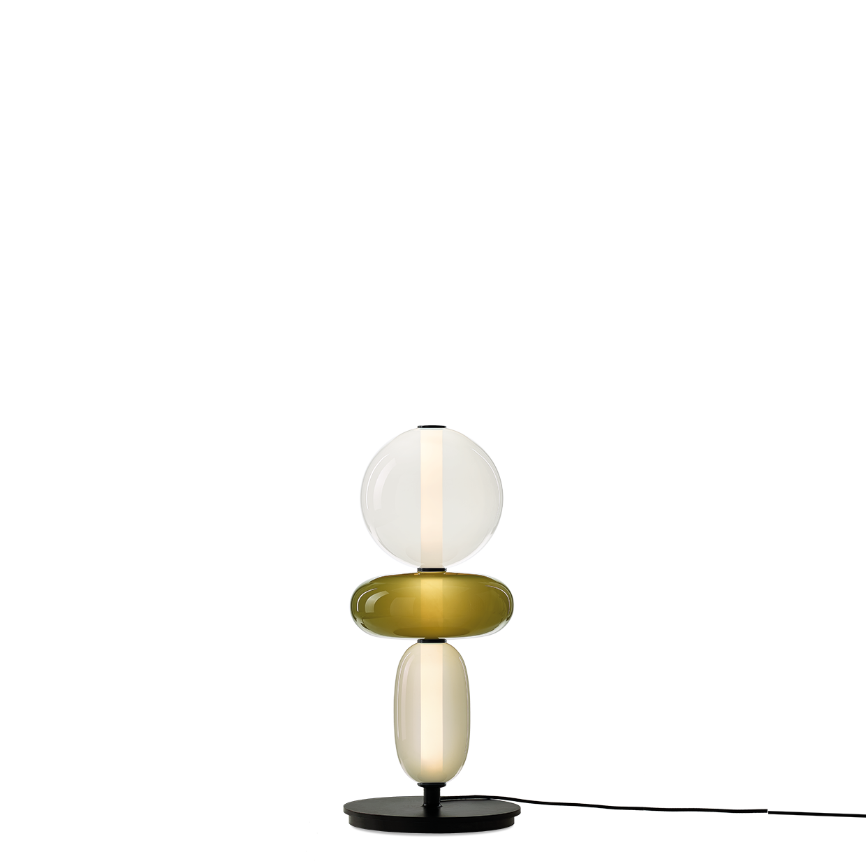 Elegante Stehlampe mit buntem Glas