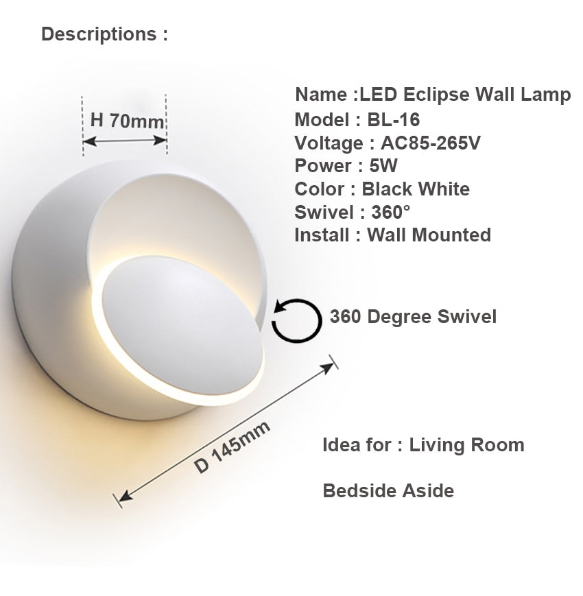 Moderne 360° LED-Wandleuchte